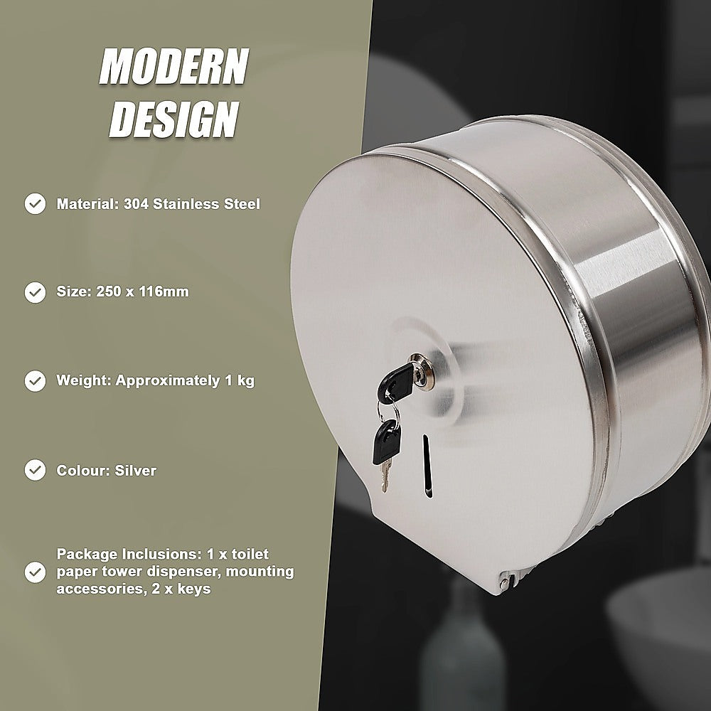 Kitchen & Bathroom DIY: Brushed Stainless Steel Wall Mounted Toilet Paper Towel Dispenser