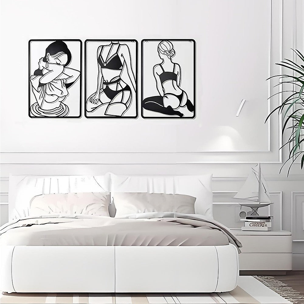 Garden Ornaments: 3pc Modern Metal Wall Art Decor Abstract Minimalist Decoration
