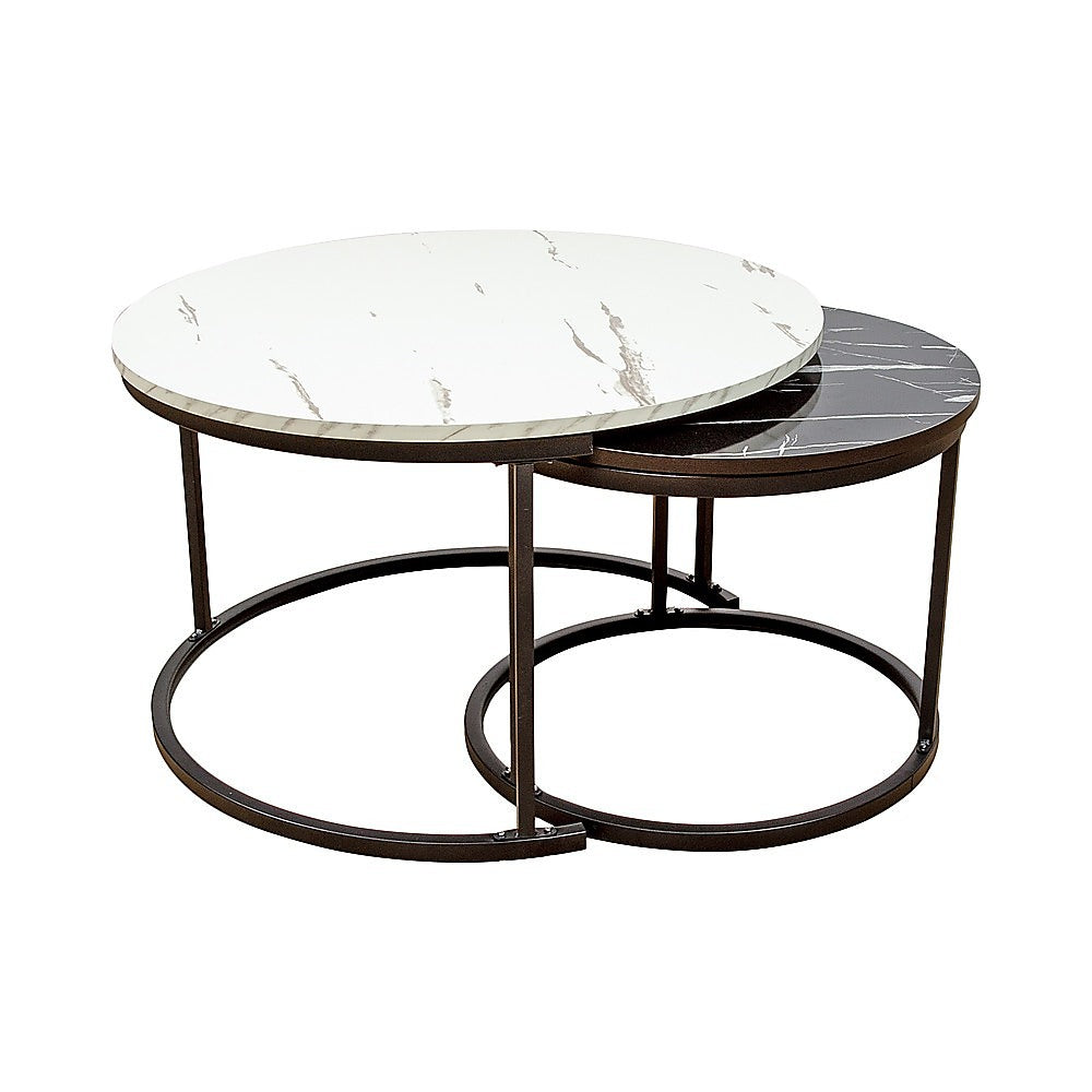 Coffee Tables: Coffee Table Round Marble Design Nesting Side Furniture