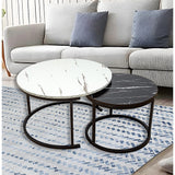 Coffee Tables: Coffee Table Round Marble Design Nesting Side Furniture