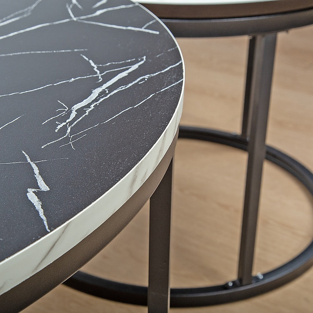 Coffee Tables: Coffee Table Round Marble Design Nesting Side Furniture