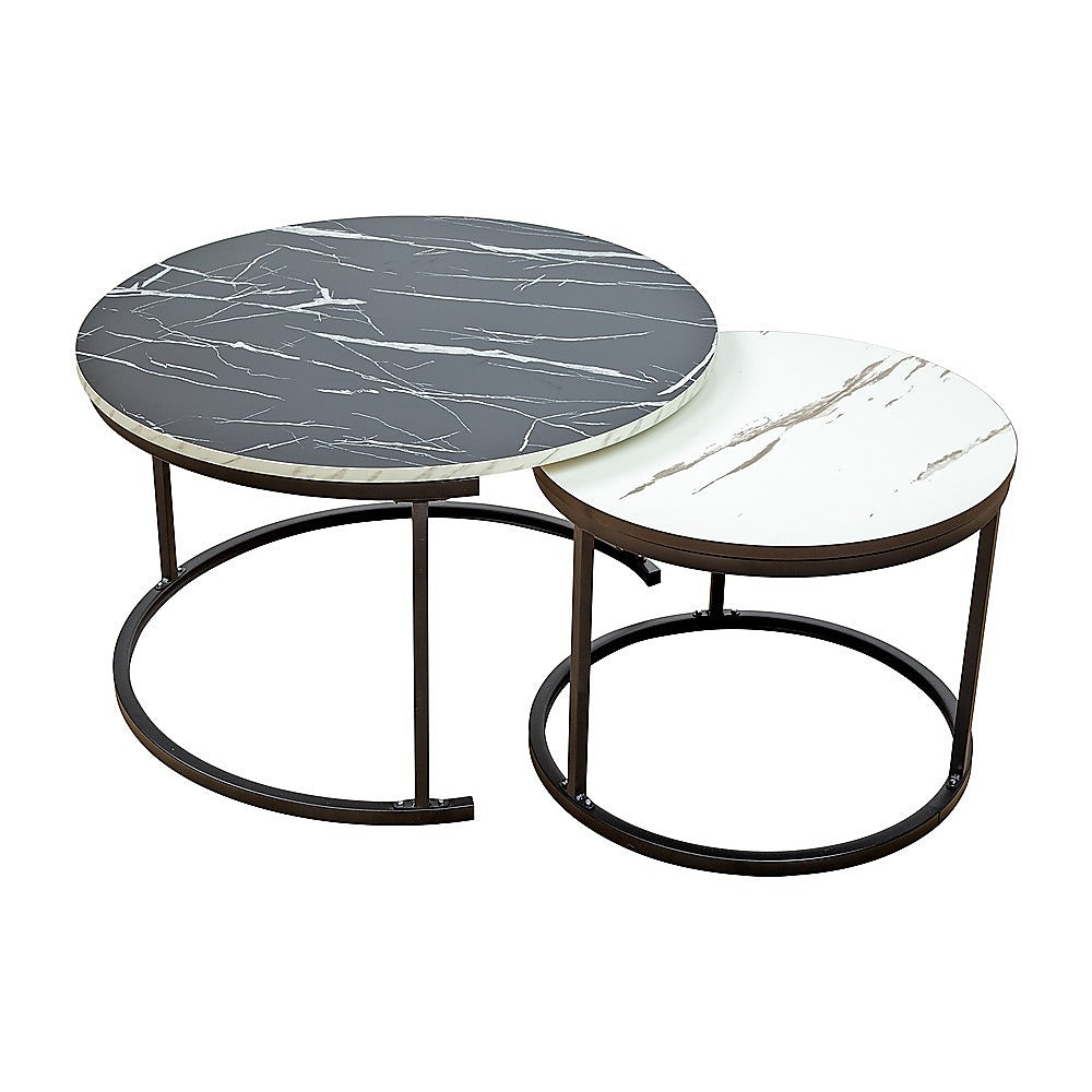 Coffee Tables: Coffee Table Round Marble Design Nesting Side Furniture