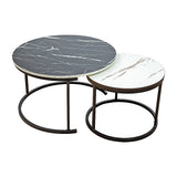 Coffee Tables: Coffee Table Round Marble Design Nesting Side Furniture