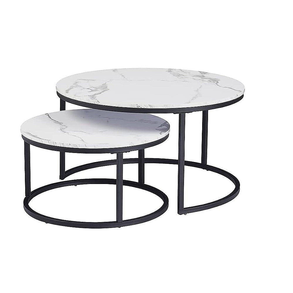 Coffee Tables: Coffee Table Round Marble Design Nesting Side Furniture