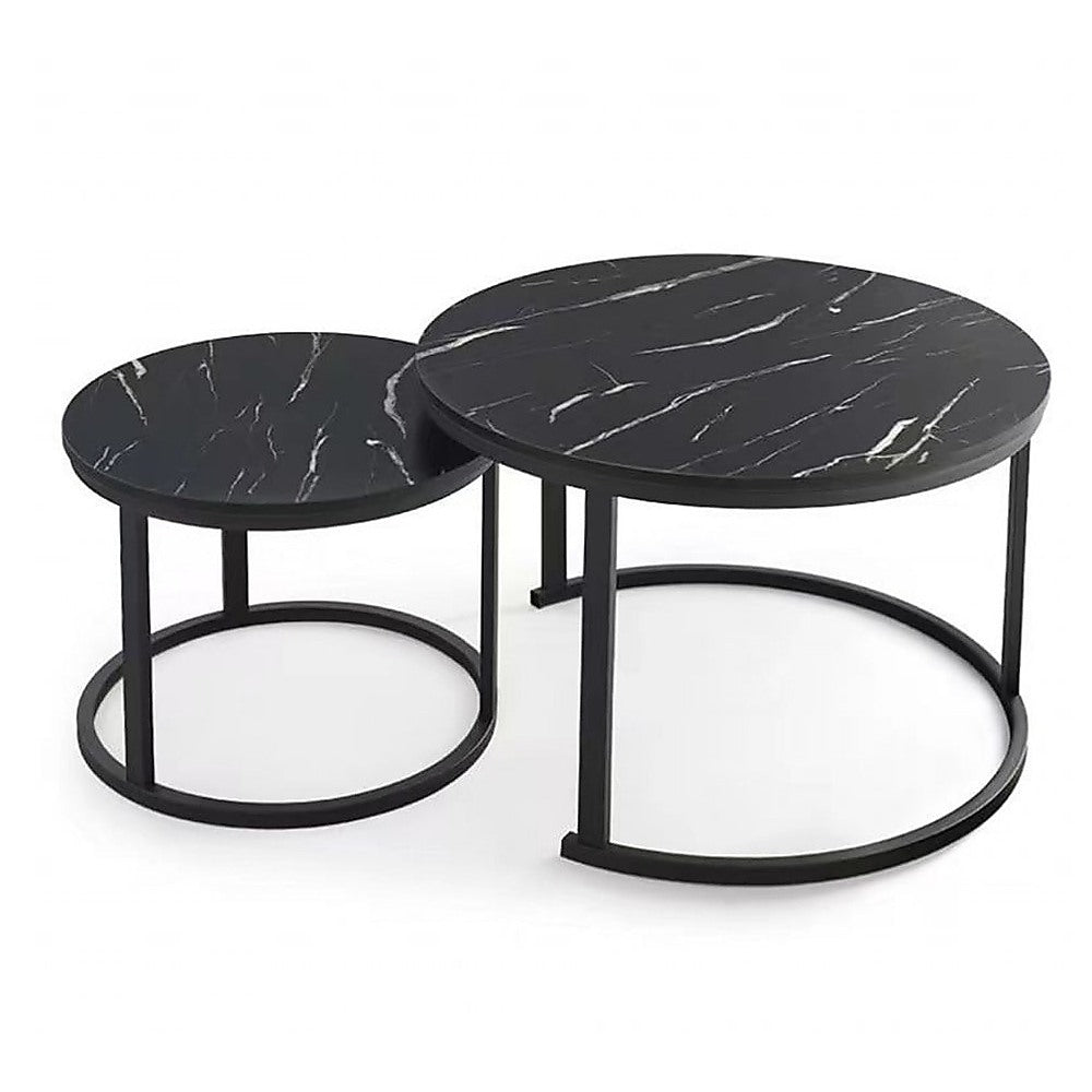 Coffee Tables: Coffee Table Round Marble Design Nesting Side Furniture