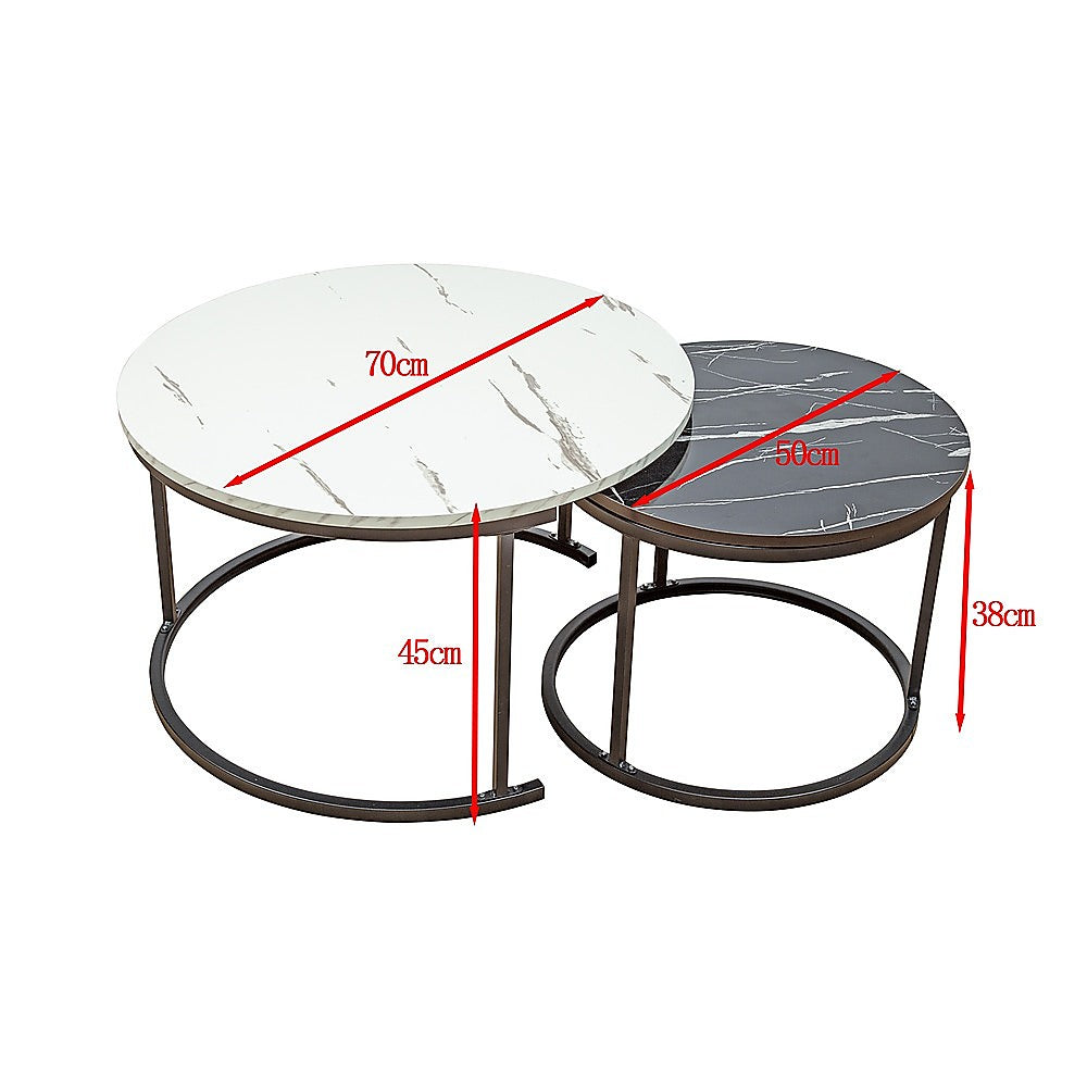 Coffee Tables: Coffee Table Round Marble Design Nesting Side Furniture