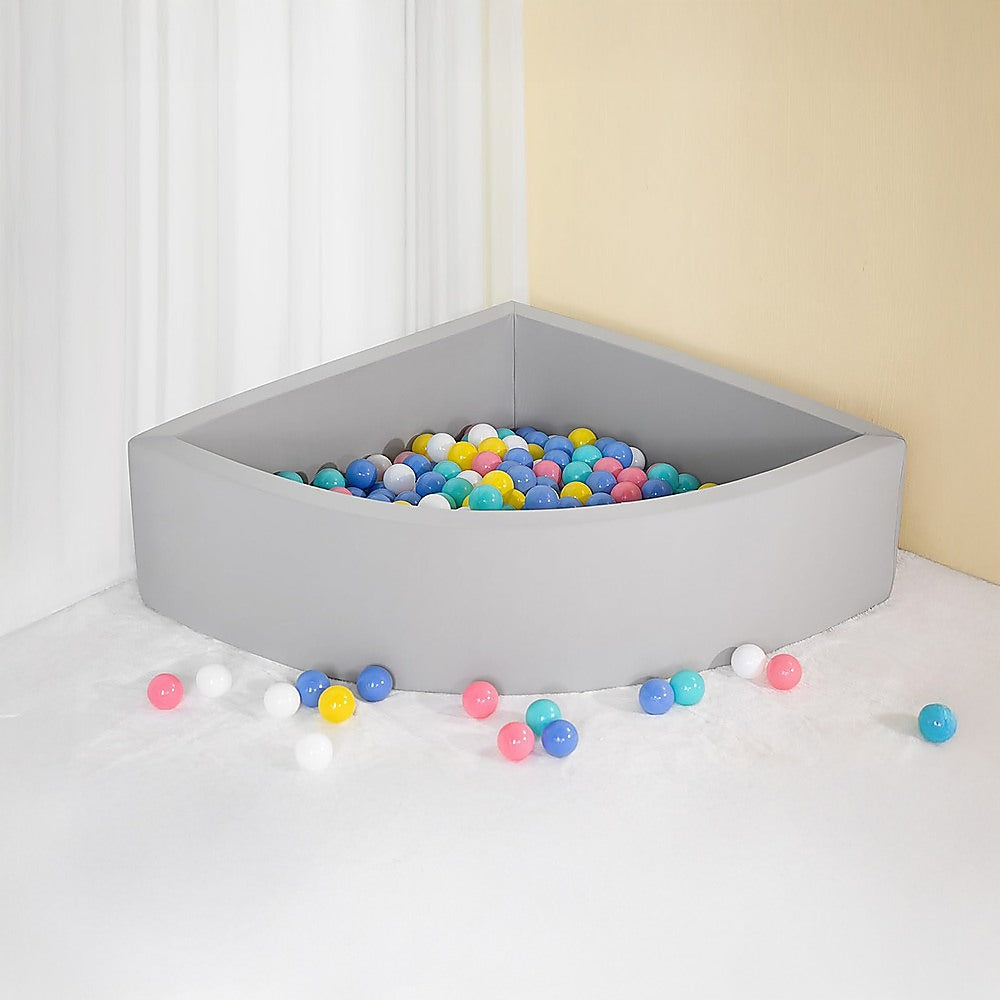 Ball Pits & Play Pens: Corner Ball Pit Playpen Enclosure  Safe Grey Play Area for Babies and Toddlers, Indoor or Outdoor