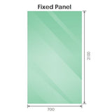 70x210cm Single Shower Glass Screen with Gold F-brackets & Round Pole
