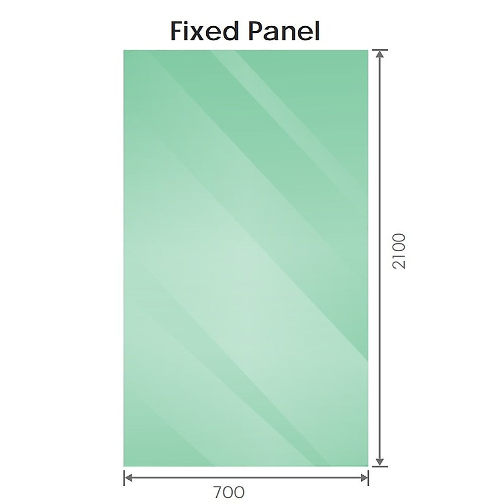 Shower Heads & Screens: 70x210cm Single Shower Glass Screen with White Wall & Floor F Brackets