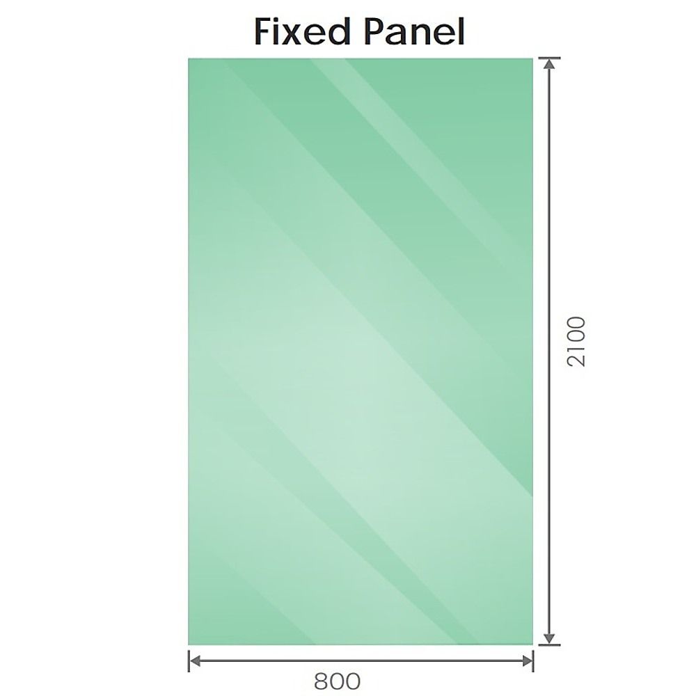 80x210cm Single Shower Glass Screen with Gold F-brackets & Square Pole