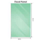 80x210cm Single Shower Glass Screen with Gold F-brackets & Round Pole