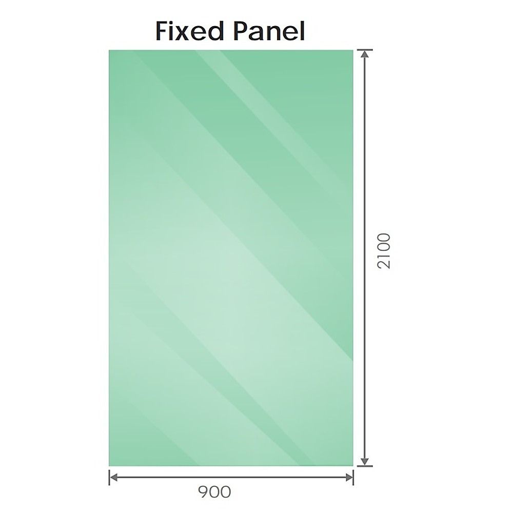 90x210cm Single Shower Glass Screen with Gold F-brackets & Square Pole