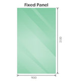 90x210cm Single Shower Glass Screen with Gold F-brackets & Round Pole