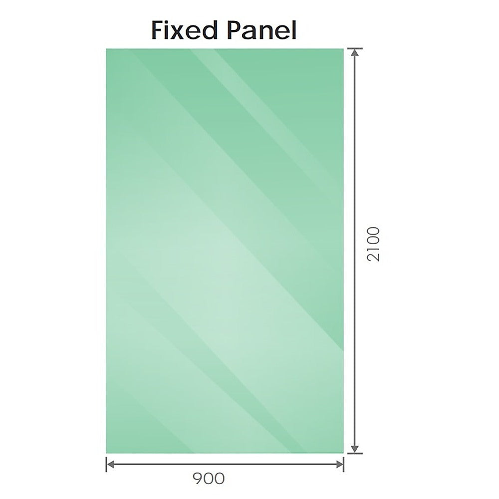 Shower Heads & Screens: 90x210cm Glass Shower Screen with White Wall & Floor F Brackets