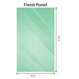 Shower Heads & Screens: 90x210cm Glass Shower Screen with White Wall & Floor F Brackets