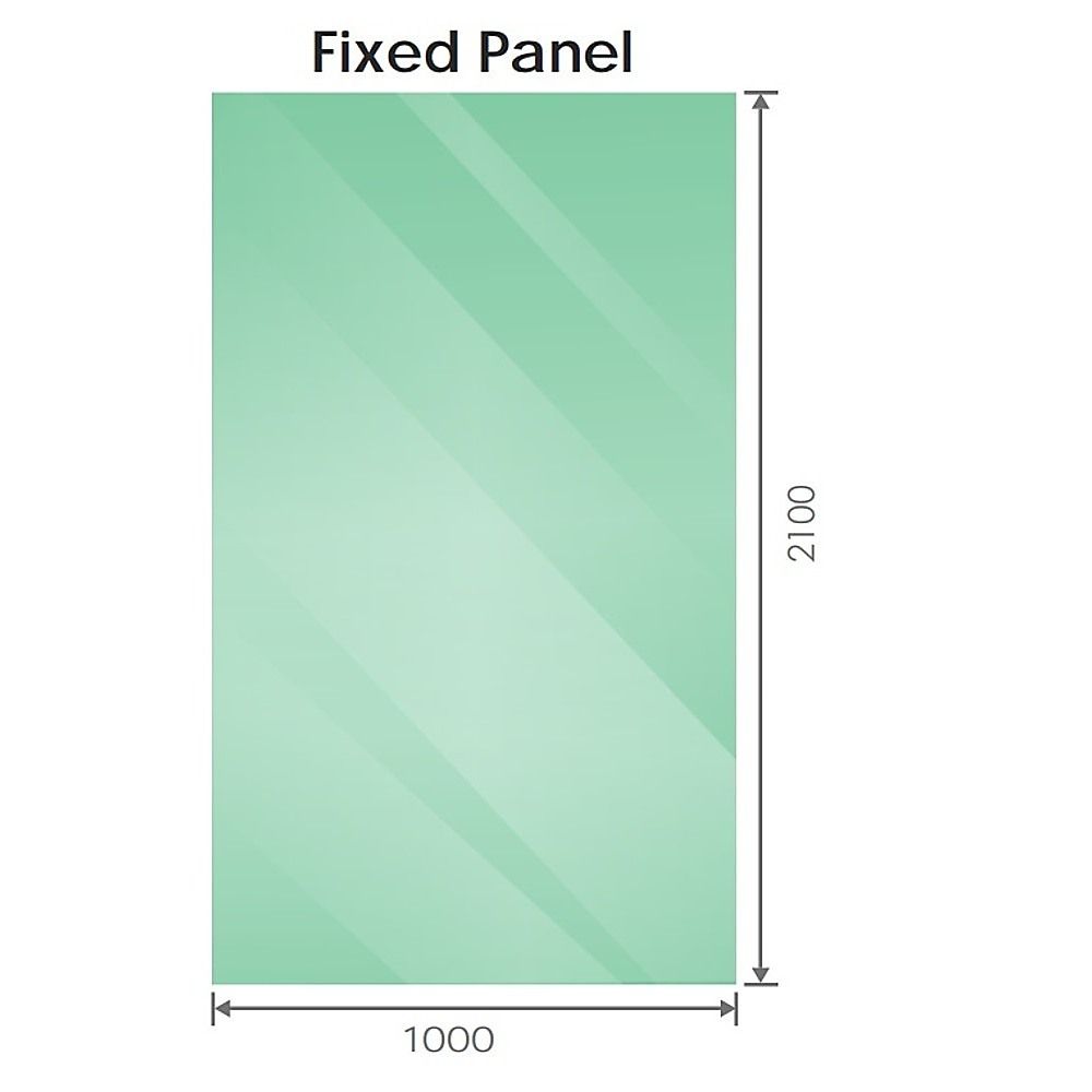 100x210cm Single Shower Glass Screen with Gold F-brackets & Square Pole