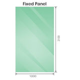 100x210cm Single Shower Glass Screen with Gold F-brackets & Round Pole