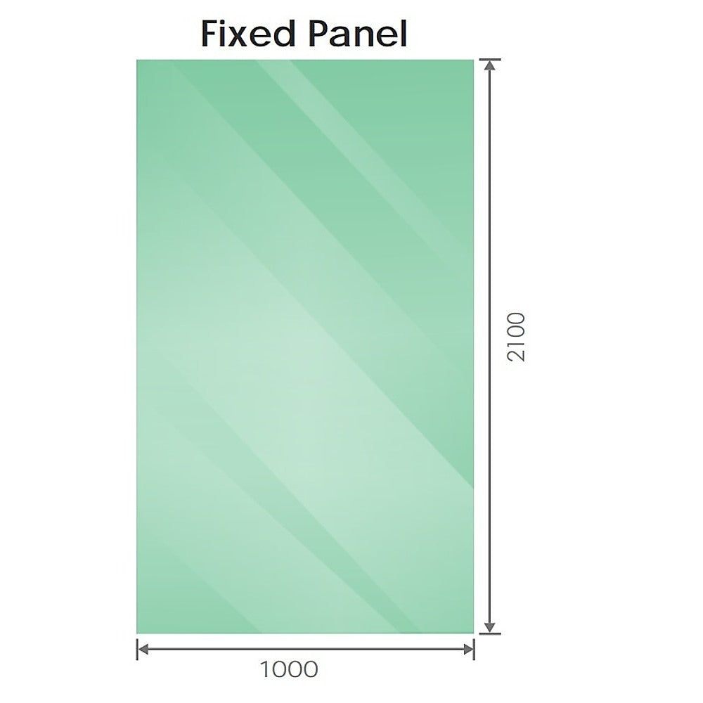 Shower Heads & Screens: 100x210cm Glass Shower Screen with White Wall & Floor F Brackets