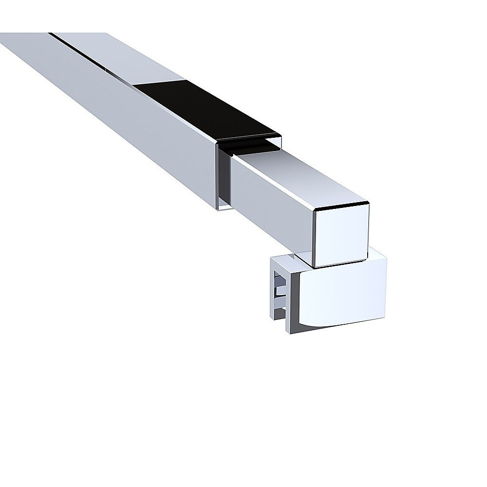 Shower Heads & Screens: 110x200cm Glass Shower Screen with Chrome F-brackets & Square Pole