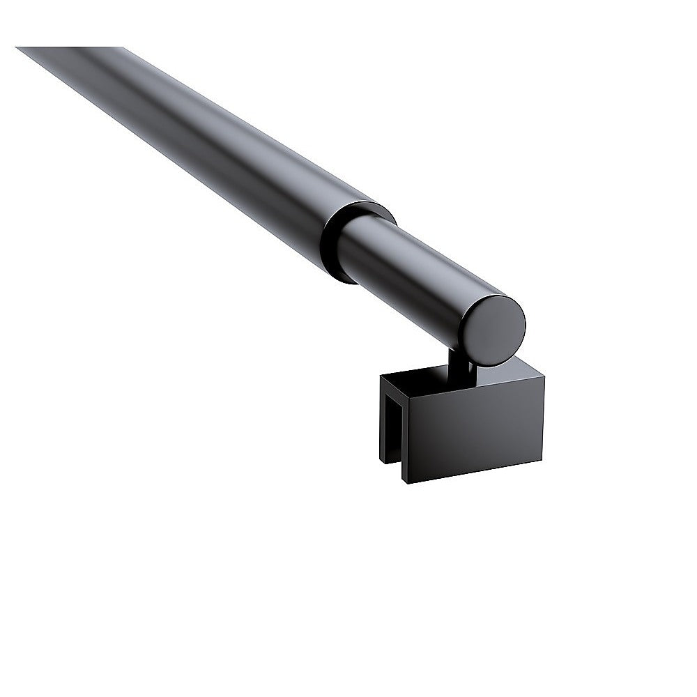 Shower Heads & Screens: 110x200cm Glass Shower Screen with Black F-brackets & Round Pole