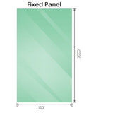 110x200cm Single Shower Glass Screen with Gold F-brackets & Round Pole