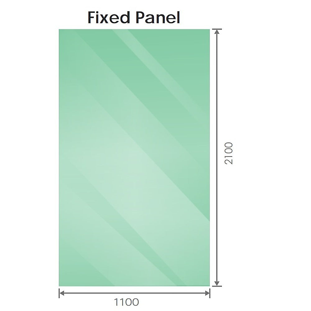 Shower Heads & Screens: 110x210cm Glass Shower Screen with White Wall & Floor F Brackets