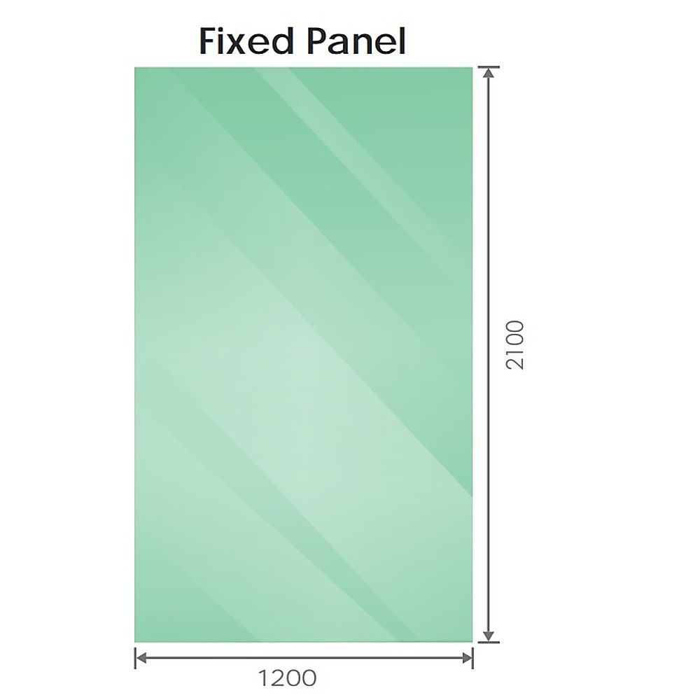 120x210cm Single Shower Glass Screen with Gold F-brackets & Round Pole