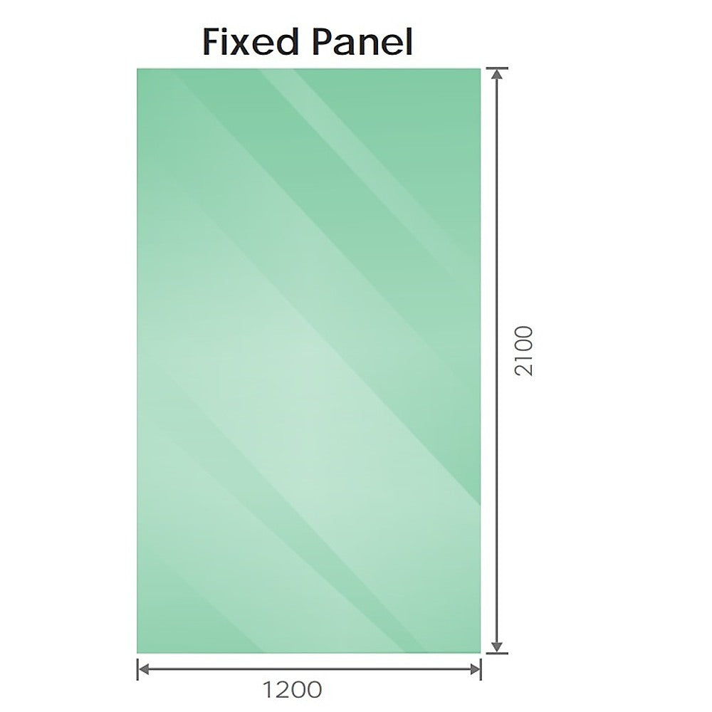 Shower Heads & Screens: 120x210cm Glass Shower Screen with White Wall & Floor F Brackets