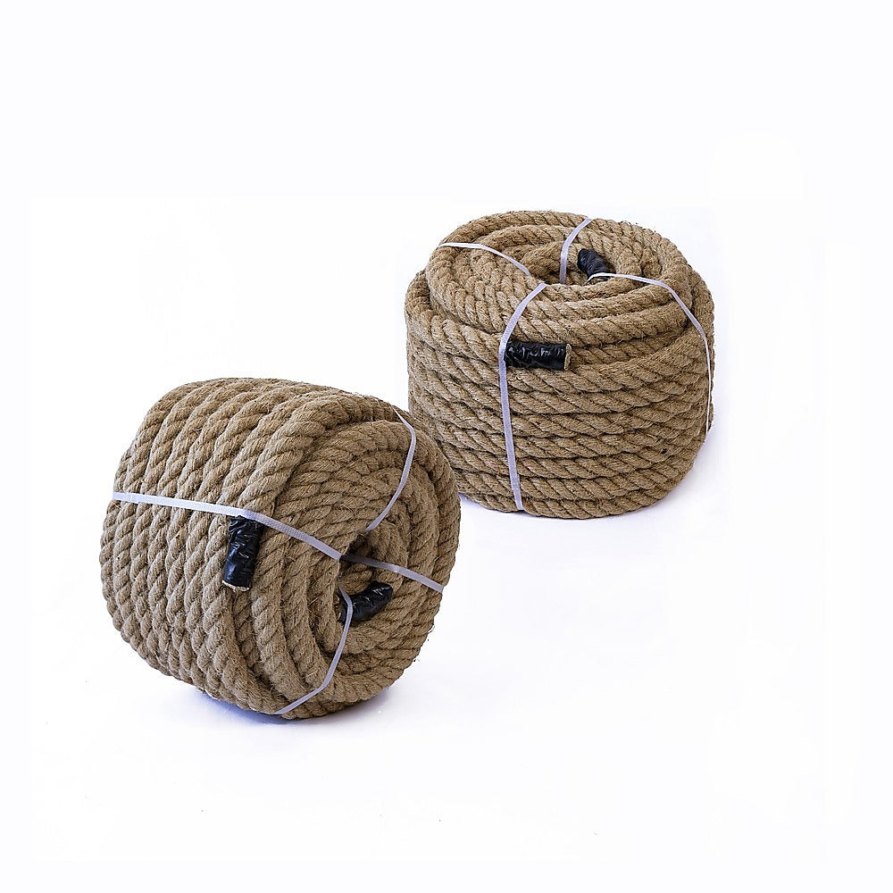 Camp Safety Equipment: 35m 100% Natural Jute Rope Twisted Decking Cord Garden Boating Sash Camping 32mm