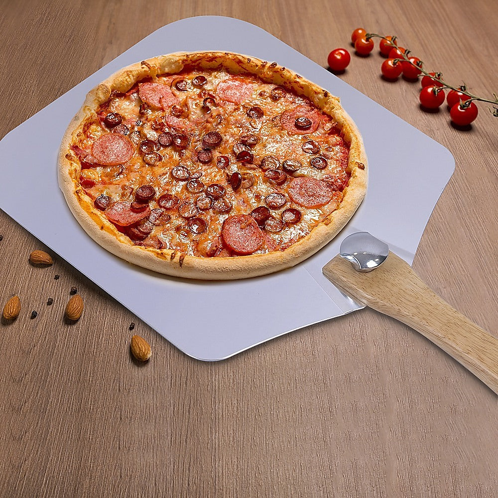 Kitchen Utensils: Pizza Peel Paddle w/ Foldable Handle for Baking Oven & Grill Aluminium