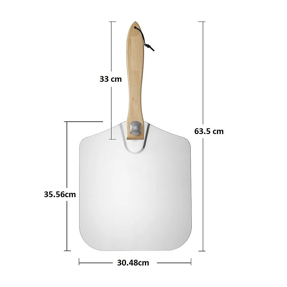 Kitchen Utensils: Pizza Peel Paddle w/ Foldable Handle for Baking Oven & Grill Aluminium