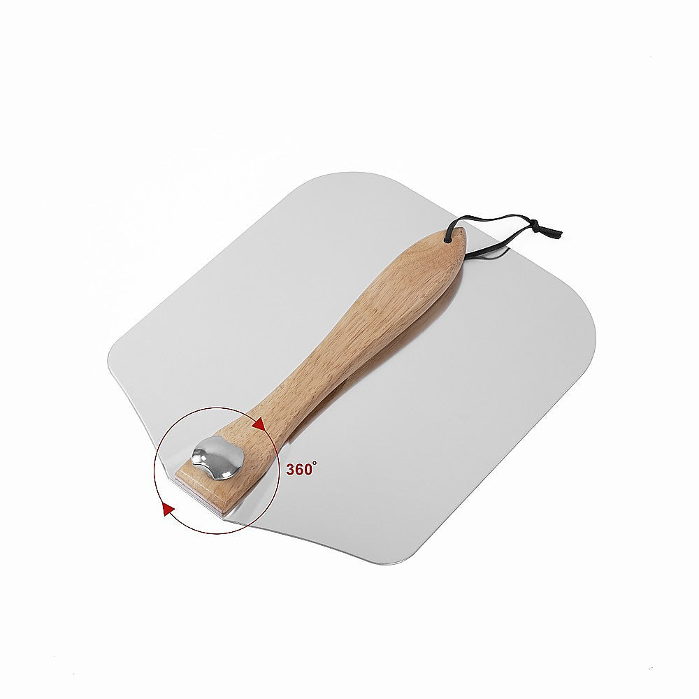 Kitchen Utensils: Pizza Peel Paddle w/ Foldable Handle for Baking Oven & Grill Aluminium
