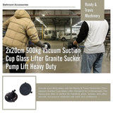 2x20cm 500kg Vacuum Suction Cup Glass Lifter Granite Sucker Pump Lift Heavy Duty