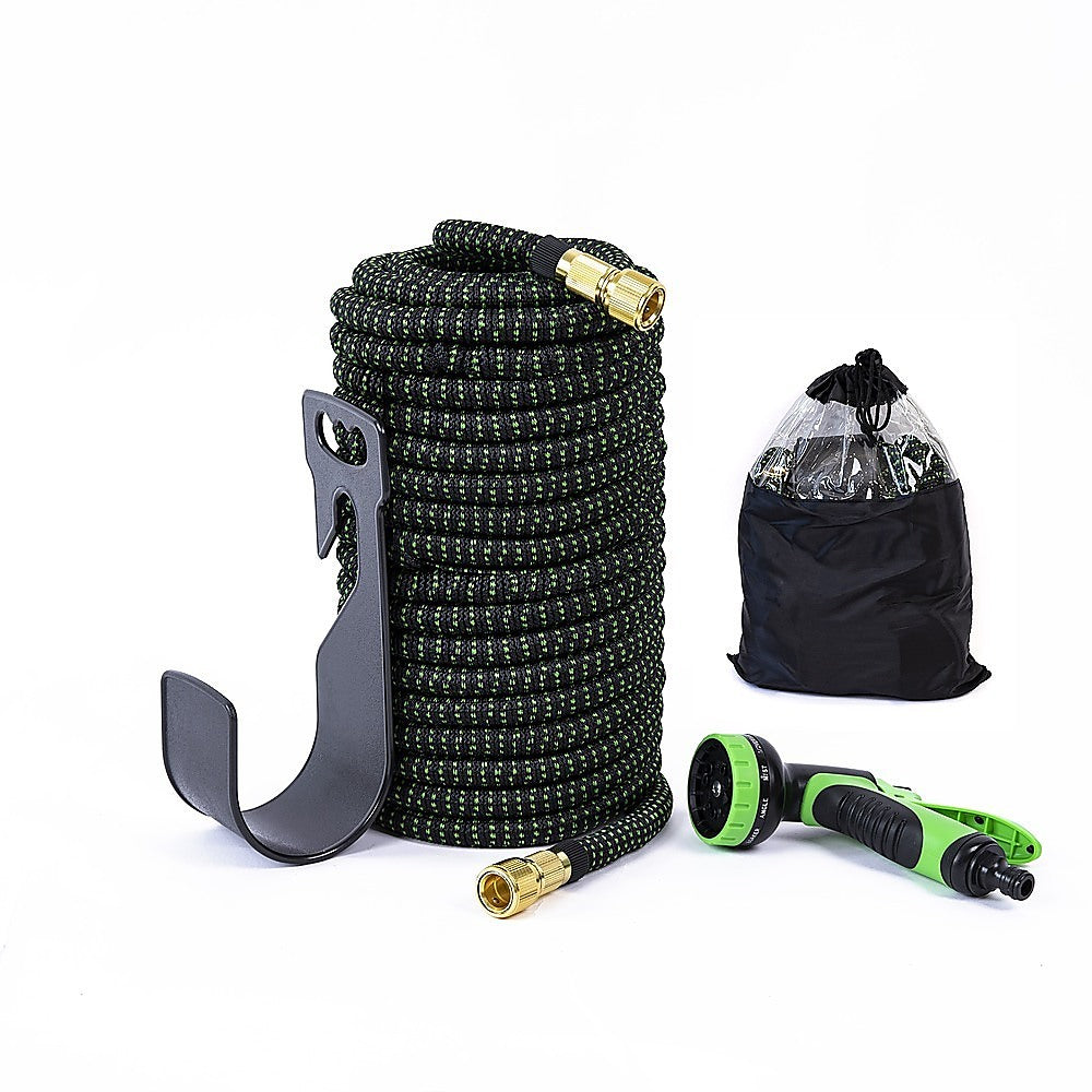 Gardening Accessories: 30m Heavy Duty Expandable Flexible Garden Hose with Water Spray Nozzle