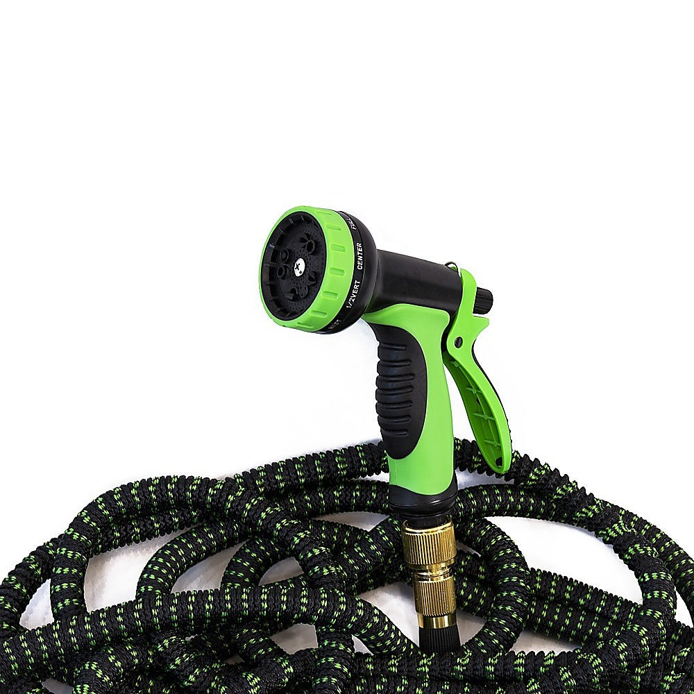 Gardening Accessories: 30m Heavy Duty Expandable Flexible Garden Hose with Water Spray Nozzle