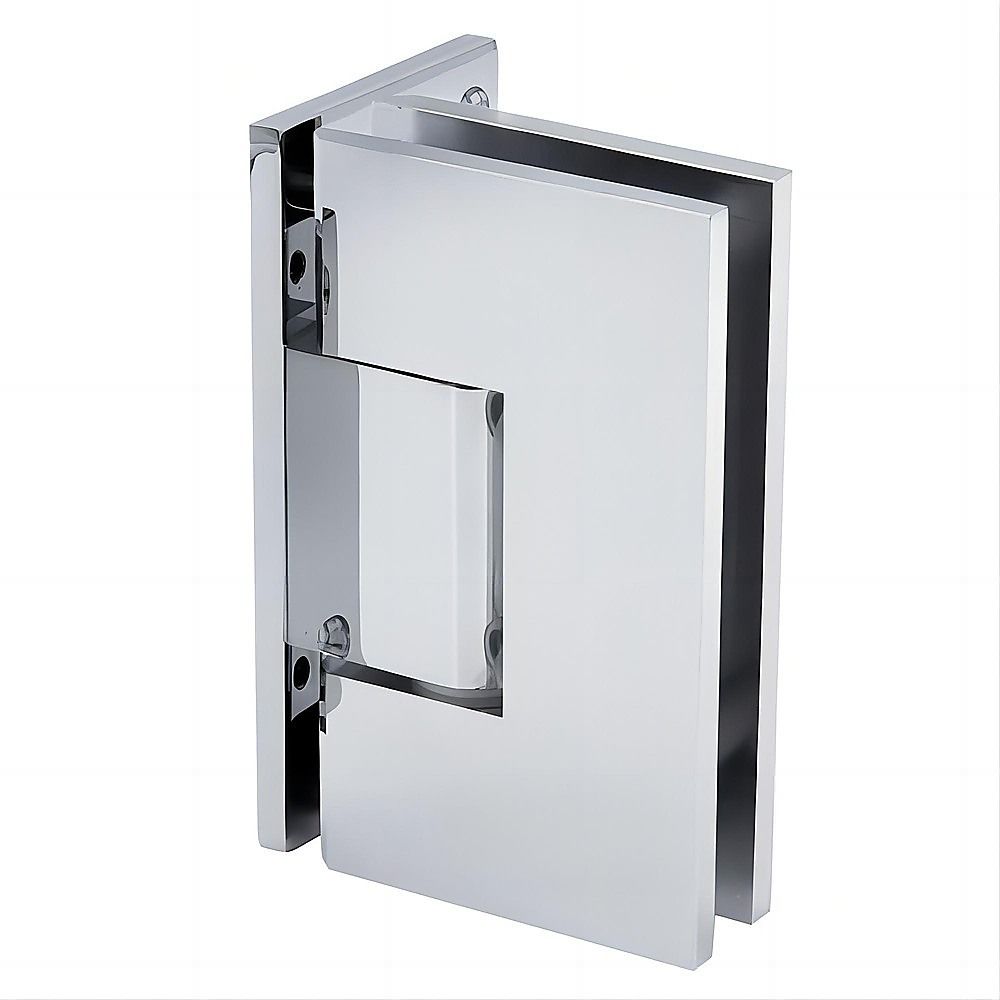 90° Brass Glass Shower Door L-Hinge in Chrome