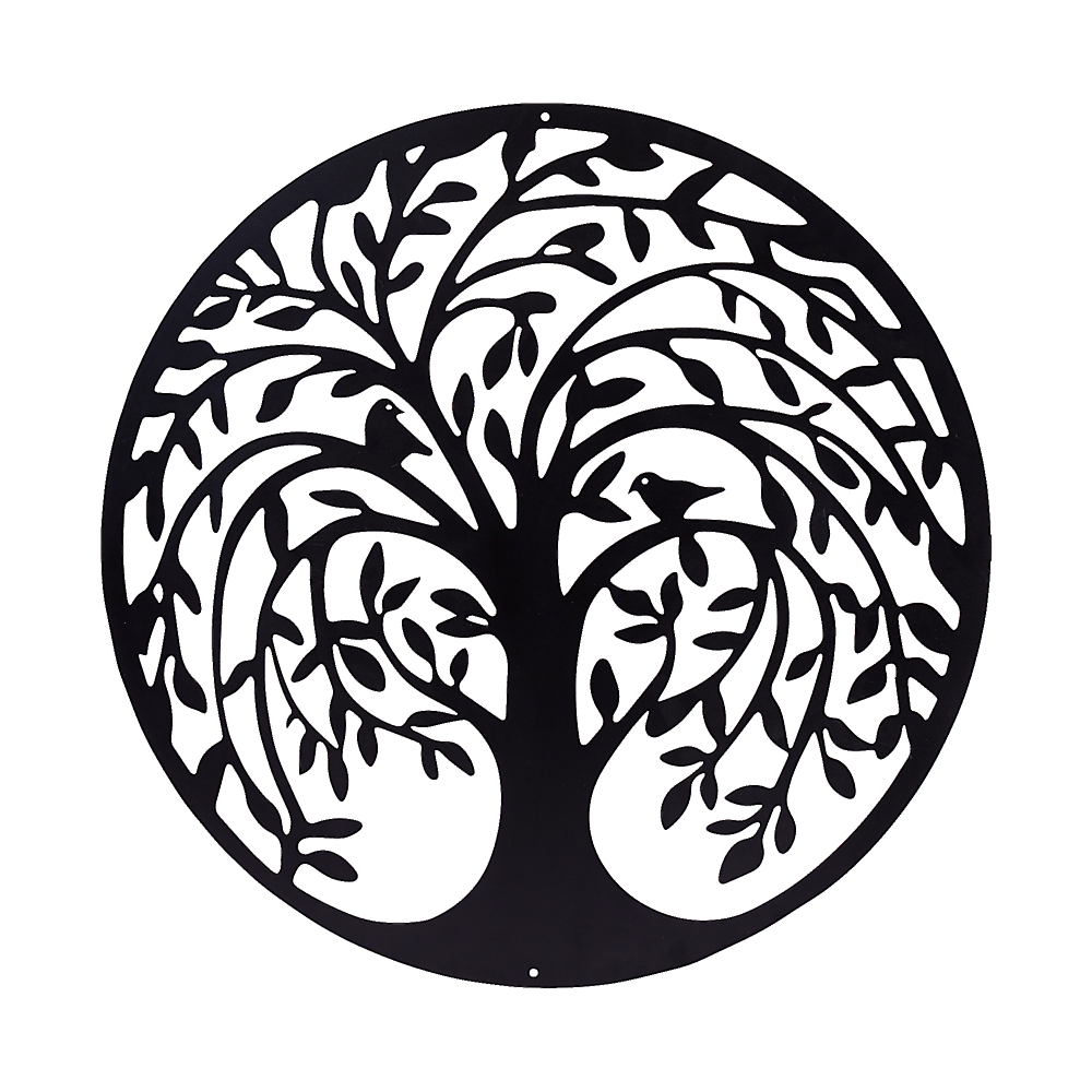 Garden Ornaments: 60cm Tree of Life & Birds Round Metal Wall Garden Art Sculpture