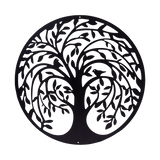 Garden Ornaments: 60cm Tree of Life & Birds Round Metal Wall Garden Art Sculpture