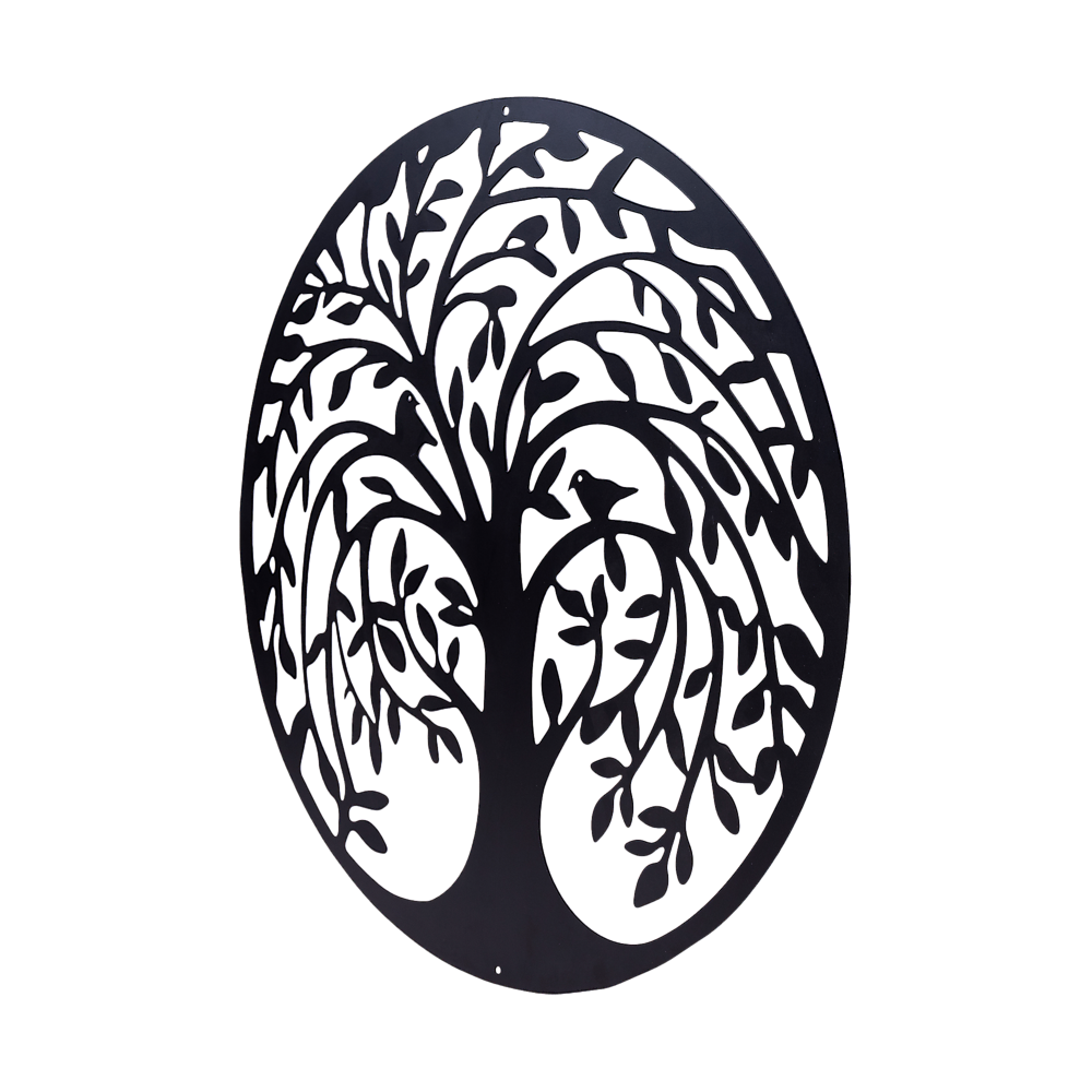 Garden Ornaments: 60cm Tree of Life & Birds Round Metal Wall Garden Art Sculpture