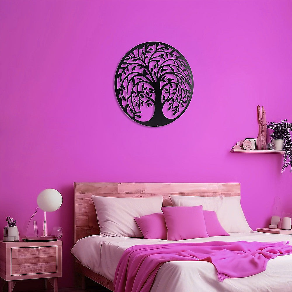 Garden Ornaments: 60cm Tree of Life & Birds Round Metal Wall Garden Art Sculpture