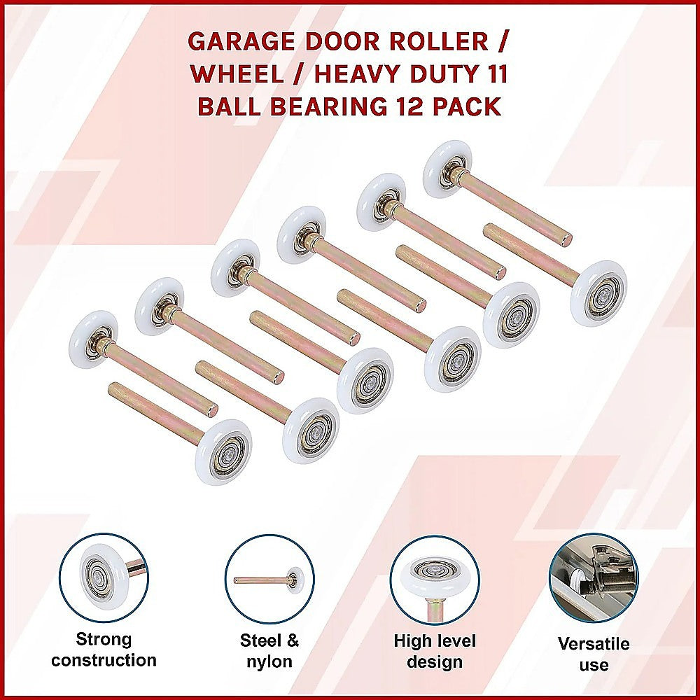 Door Hardware: Garage Door Roller / Wheel / Heavy-duty 11 Ball Bearing 12 Pack