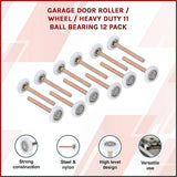 Door Hardware: Garage Door Roller / Wheel / Heavy-duty 11 Ball Bearing 12 Pack
