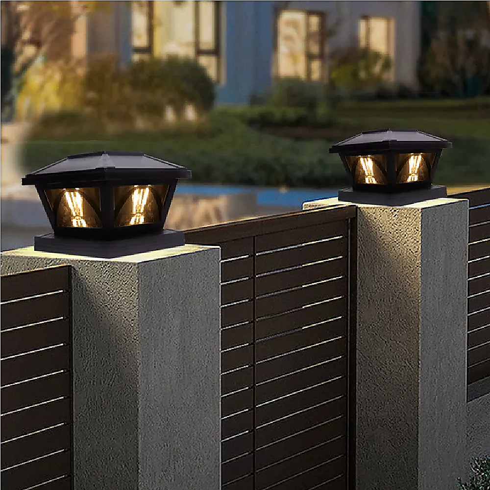 Gardening Accessories: 2 Pack Outdoor Flame Light Solar Post Deck Fence Cap