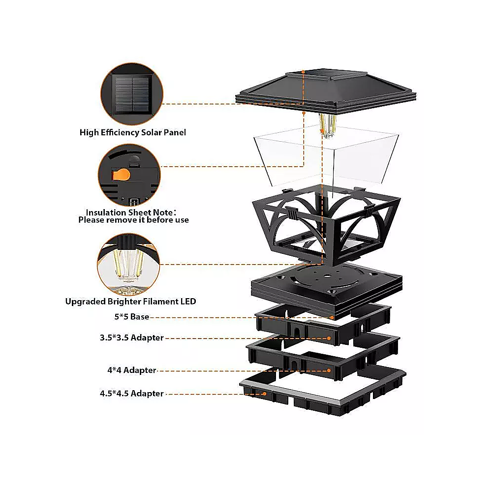 Gardening Accessories: 2 Pack Outdoor Flame Light Solar Post Deck Fence Cap