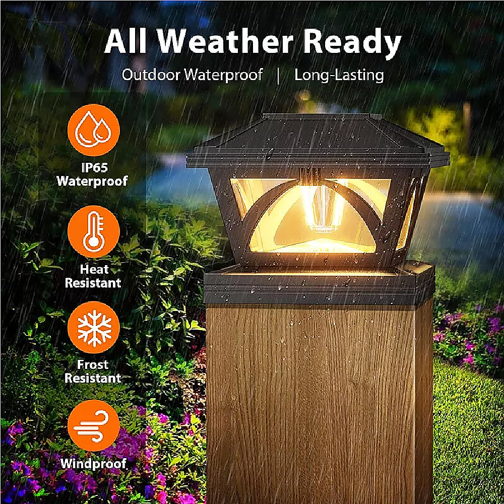 Gardening Accessories: 2 Pack Outdoor Flame Light Solar Post Deck Fence Cap