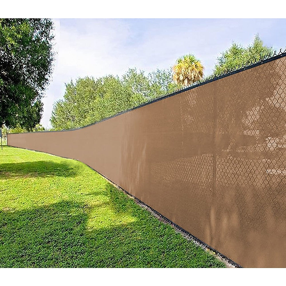 Umbrellas & Sunshades: 15m x 2m Fence Windscreen Privacy Screen Shade Cover Coffee Fabric Mesh Garden