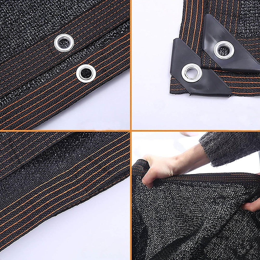 Umbrellas & Sunshades: 20m x 2m Fence Windscreen Privacy Screen Shade Cover Black Fabric Mesh Garden