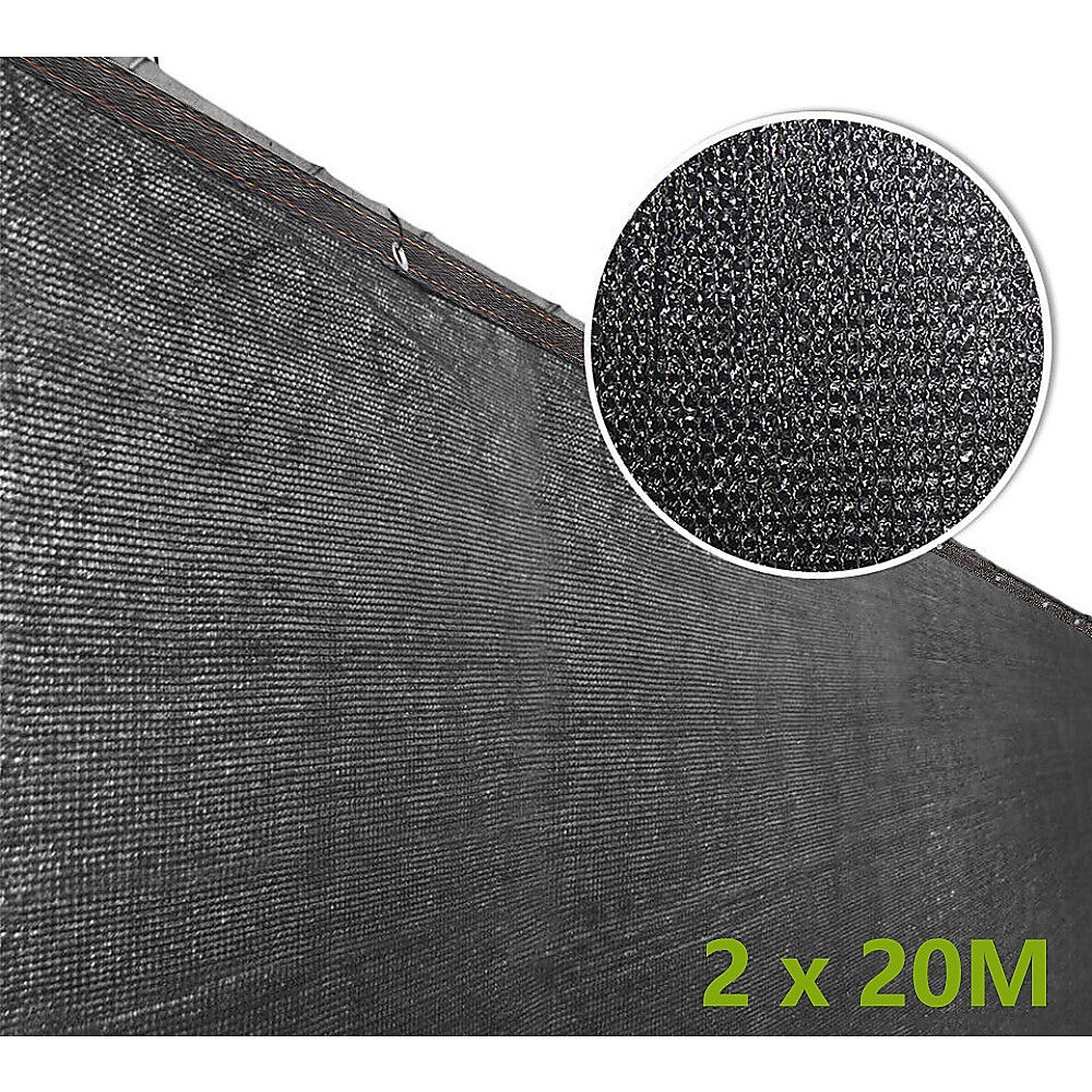 Umbrellas & Sunshades: 20m x 2m Fence Windscreen Privacy Screen Shade Cover Black Fabric Mesh Garden