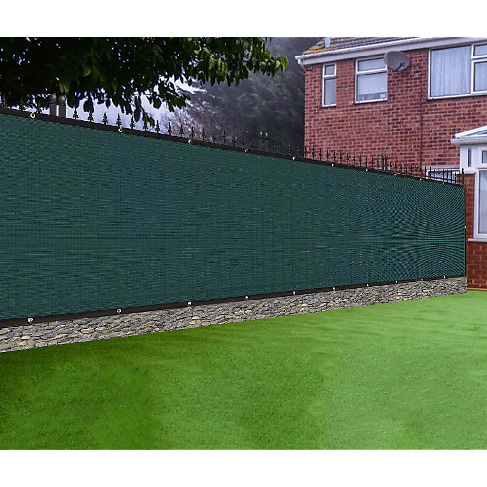 Umbrellas & Sunshades: 20m x 2m Fence Windscreen Privacy Screen Shade Cover Dark Green Fabric Mesh Garden