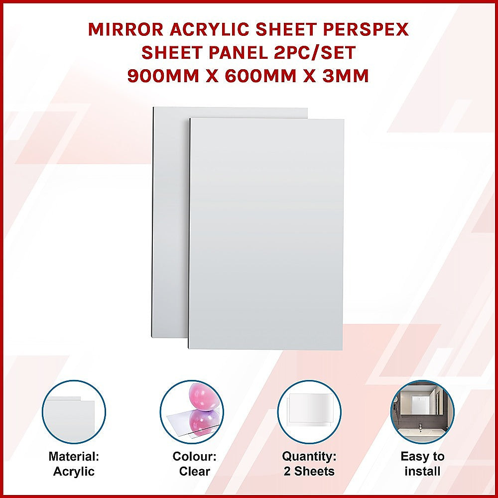 Mirrors: MIRROR Acrylic Sheet Perspex Sheet Panel 2pc/set 900mm x 600mm x 3mm